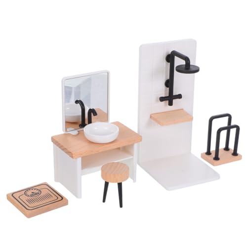 LRXIYODE Maßstab Realistische Puppenhaus Dusche Waschbecken Hocker Handtuchhalter Waage Langlebig Vielseitig Kompatibel für Puppenhaus Dekoration von LRXIYODE