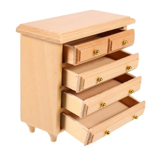 LRXIYODE Maßstab aus Massivem Holz Mini Schubladenschrank für Puppenhaus Wohnzimmer und Schlafzimmer Realistisches Möbel Accessoire Dekoratives Miniatur Möbelstück von LRXIYODE