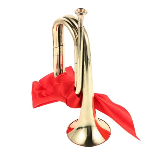 LRXIYODE Messing Bugle Trompete für Anfänger Robustes Blasinstrument mit Klarem Klang für Schul und Militärkapellen Inklusive Ersatzmundstück Goldenes Horn für Musikbands von LRXIYODE