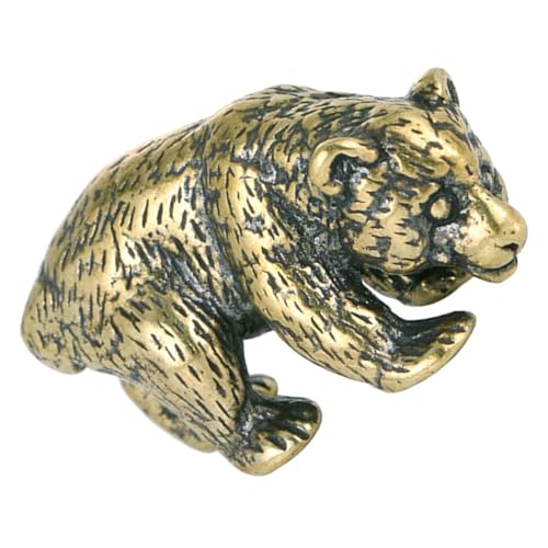 LRXIYODE Messingbär Ornamente Kleine Messing Metallstatue Miniatur Süße Bärenstatuen Süßes Bärenornament Messing Tierstatuen Bärenstatue Autoornament Süße Ornamente Wildtier von LRXIYODE