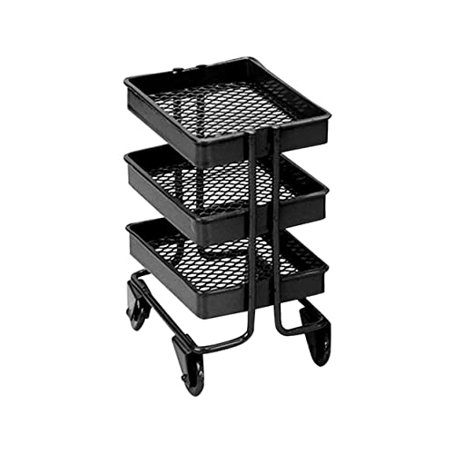 LRXIYODE Mini Deko Trolley Schwarz Kleines Aufbewahrungsmodell für Puppenhaus Küche Realistische Miniatur Szene Dekoratives Beistellwagen Accessoire für Rollenspiel und Fotografie von LRXIYODE