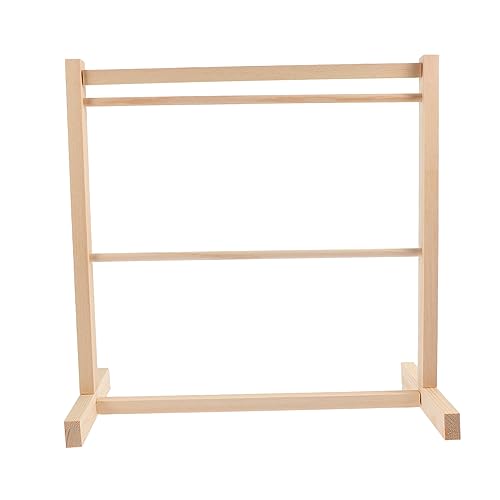 LRXIYODE Mini Doppelstöckiger Puppenkleiderständer aus Holz Puppenkleidung Zubehör Garderobenständer für Puppen zum Organisieren von Puppenkleidern und Aufbewahrung im Puppenzimmer von LRXIYODE