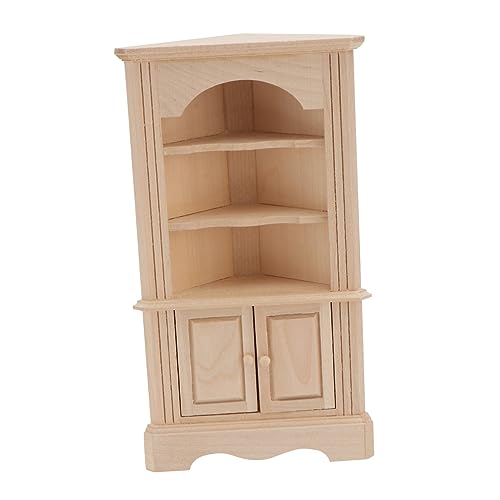 LRXIYODE Mini Haus Möbel Holz Schrank Modell mit Beweglichen Türen Puppenhaus Zubehör Dekoratives Möbelstück für Schreibtisch Ornament Naturfarben Langlebig und Sicher von LRXIYODE