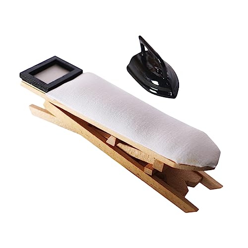 LRXIYODE Mini House Bügeltisch Set Teilig mit Mini Bügeleisen Schwarze Miniatur Puppenhaus Deko Leichtes Micro Scene Ornament für Kreative Hausdekoration von LRXIYODE