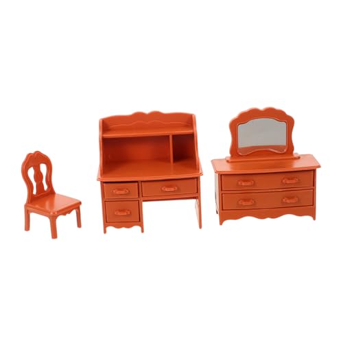LRXIYODE Mini Make up Tisch Puppenhaus-miniaturmöbel Mini waschtisch Hausspielzeug Puppenhaus Schreibtisch Schminktisch Mit Spiegel Hellbraun Harz von LRXIYODE
