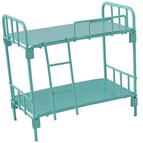 LRXIYODE Mini-Modell Auf Und Ab Puppenbett Aus Metall Etagenbett Für Puppen Puppenschlafzimmerzubehör Puppenschlafzimmer-spielset Miniaturhausmöbel Mini-etagenbett Light Green Legierung von LRXIYODE