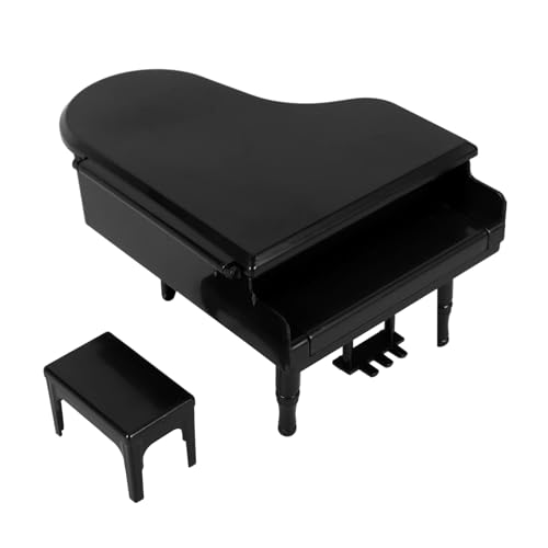 LRXIYODE Mini Piano Set für Puppenhaus Schwarzes Klavier mit Hocker Musikinstrument Deko für Miniaturzimmer Langlebig und Leicht für Kreative Spielwelten von LRXIYODE