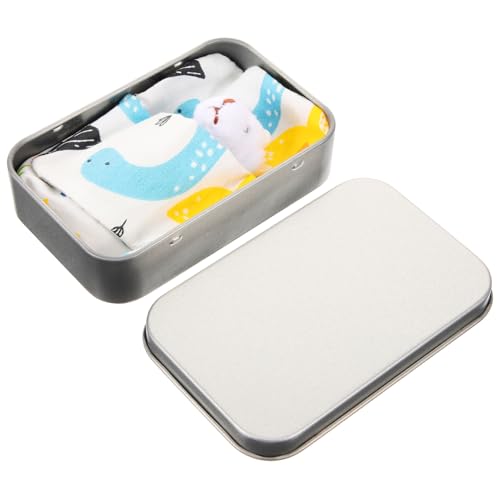 LRXIYODE Mini Plüschbär Geschenkset mit Weißer Metallbox und Blauem Stoffbeutel Weicher als Kinderzimmer Deko und Mädchen Niedlicher Mini Bär für Geburtstag und Auto Ornament von LRXIYODE