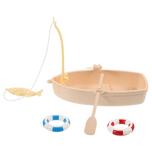 LRXIYODE Mini Puppenhaus Zubehör Strandboot mit Rettungsring und Paddel Fein Verarbeitetes Micro Beach Set für DIY Feengarten und Sommerdekoration Leichtes Accessoire für Detailreiche von LRXIYODE