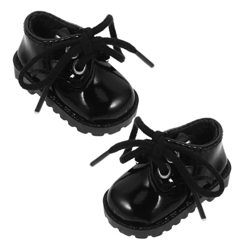 LRXIYODE Mini Puppenschuhe Schwarz Glänzende aus Kunstleder Miniatur Schuhe für Baumwollpuppen Dekoratives Puppenzubehör für Puppenhäuser von LRXIYODE