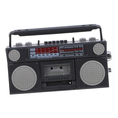 LRXIYODE Mini Retro Radio Modell Puppenhaus Deko Filigranes Schwarzes Miniatur Radio aus Robustem Kunststoff Kompaktes Desktop Ornament für Vintage Zubehör für Puppenhaus und Miniaturwelten von LRXIYODE