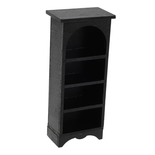 LRXIYODE Miniatur Bücherregal Maßstab Europäischer Stil Schwarzer Holzschrank für Puppenhaus Filigrane Miniaturmöbel Eleganter Bjd Szenendeko Kompakt und Stilvoll für Puppenhausgestaltung von LRXIYODE