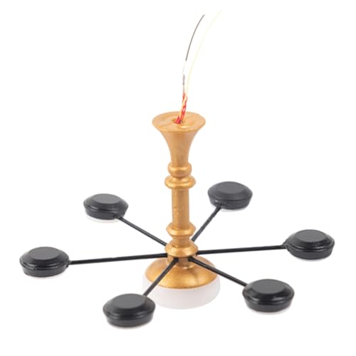 LRXIYODE Miniatur Deckenlampe Kronleuchter Modellleuchte Pendelleuchte für Puppenhaus und Micro Landschaft Warmweißes Licht Gold schwarzes Design Praktische Miniaturbeleuchtung für DIY und von LRXIYODE