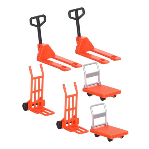 LRXIYODE Miniatur Handwagen Teiliges Orange Lernspielzeug Baustellenfahrzeuge Gabelstapler Sackkarre für Puppenhaus Landschaft von LRXIYODE