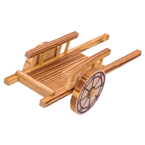 LRXIYODE Miniatur Holz Schubkarre Modell Detailreich Handgefertigt Langlebiges für Kreatives Mini Wagen für Tischdeko und Modelllandschaften von LRXIYODE