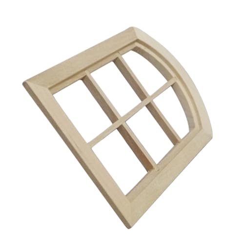 LRXIYODE Miniatur Holzfenster Modell mit Bogenfenster Fach DIY Möbelzubehör für Puppenhaus Langlebiges Holzornament für Realistische Dekoration von LRXIYODE