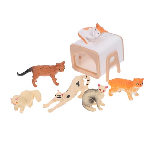 LRXIYODE Miniatur Katzenfigur für Puppenhaus Realistische Mini Katzendeko und Spielset für Kuchen-deko Micro Landschaft und Kreatives Rollenspiel von LRXIYODE