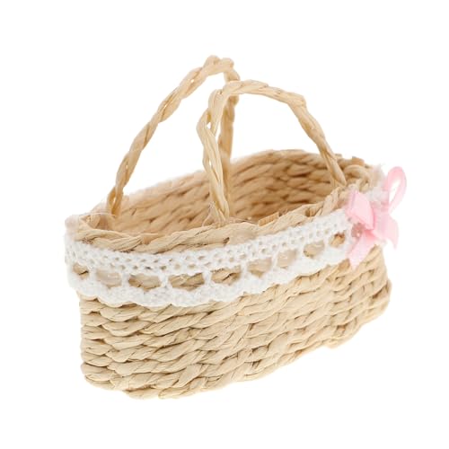 LRXIYODE Miniatur Korb Modell Handgewebter Mini Wicker Basket für Puppenhaus Dekoration Kompakt und Funktional als Deko Element Aufbewahrung Kleiner Gegenstände von LRXIYODE