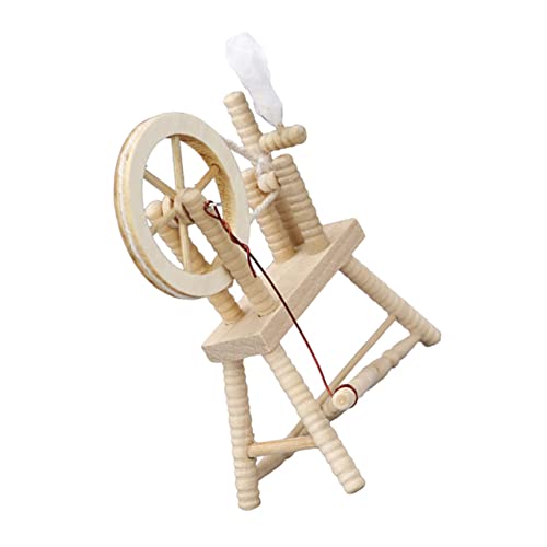 LRXIYODE Miniatur Old Fashioned Handspindel Modell für Puppenhaus Dekoration Vintage Holz Miniatur Möbelstück für Kreative Bastelprojekte und Eltern Spiele von LRXIYODE