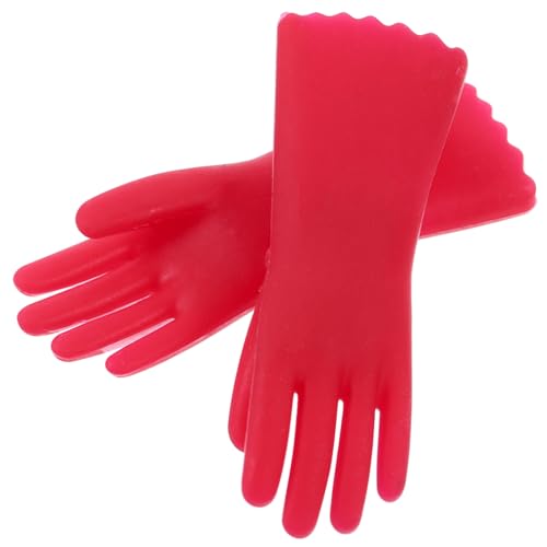 LRXIYODE Miniatur Puppenhaus Handschuhe aus Langlebigem Kunststoff Realistische Rote Staubschutz Handschuhe für Miniatur Küchen und Hausdekoration Detailreiche Mikro Szene Zubehör Robust von LRXIYODE