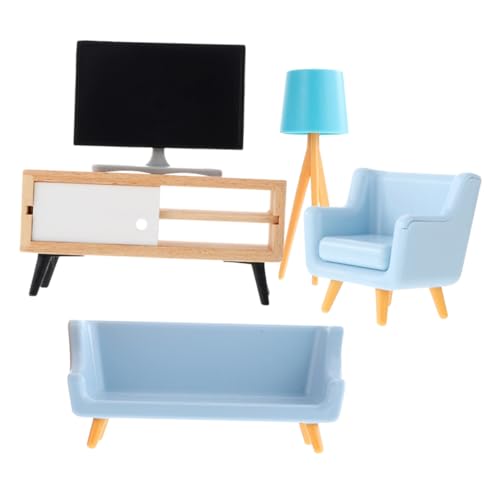 LRXIYODE Miniatur Puppenhaus Möbel mit Schwarzem Tv Weißem Tv Schrank Blauem Lampenlicht und Zweifarbigen Sofas Klassisch Gestaltete Mini Haus Ausstattung für Puppenstube und Dekoration LRXIYODE Miniatur Puppenhaus Möbel mit Schwarzem Tv Weißem Tv Schrank Blauem Lampenlicht und Zweifarbigen Sofas Klassisch Gestaltete Mini Haus Ausstattung für Puppenstube und Dekoration von LRXIYODE