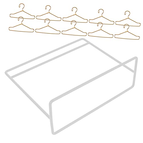 LRXIYODE Miniatur Puppenkleiderbügel Teilig Kleiner Weißer Kleiderständer Goldfarbene Mini Kleiderbügel Langlebig Glatte Oberfläche für Puppenkleidung Aufbewahrung und Präsentation von LRXIYODE