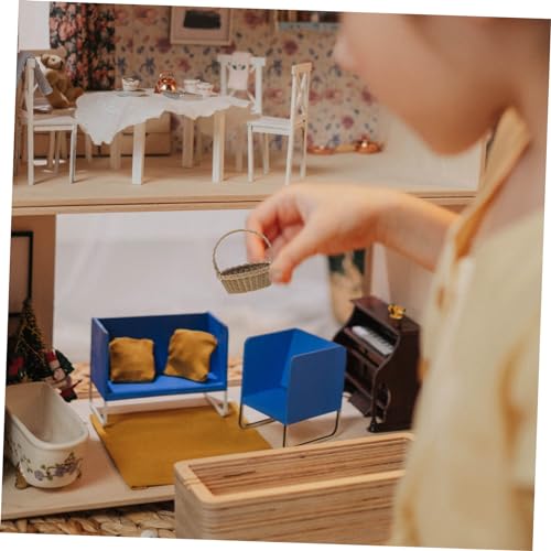LRXIYODE Miniatur Resin Aufbewahrungskorb für Puppenhaus Realistisch Geflochten Dekoratives Mini für und Bastelzubehör für Mädchen und Jungen von LRXIYODE