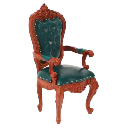 LRXIYODE Miniatur Sessel Maßstab Eleganter Puppenhaus Möbel Armlehnsessel mit Stoffbezug Klassischer Miniaturstuhl für Puppenstube Wohnzimmer Arbeitszimmer Dekor von LRXIYODE