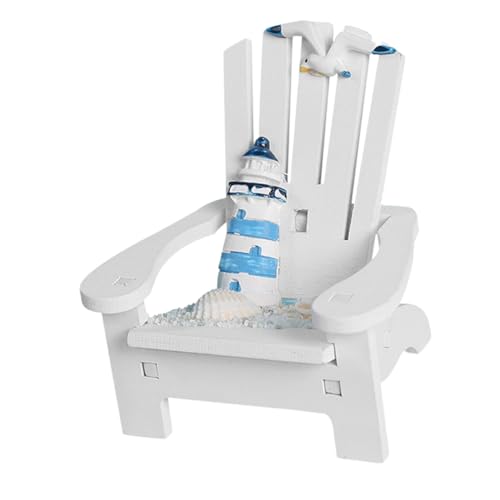 LRXIYODE Miniatur Strandstuhl Deko Ornament Weiß Mediterran Realistische Mini Liegestuhl Figur für Puppenhaus Gartenlandschaft Vielseitig Einsetzbar Leicht und Stabile Miniatur sandstuhl von LRXIYODE