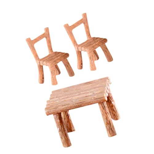 LRXIYODE Miniatur Tisch Stuhl Set aus Resin Feine Handarbeit Langlebig und Formstabil für DIY Mikrolandschaften und Kleine Garten Dekorationen Teiliges Set für Kreative Gestaltung von LRXIYODE
