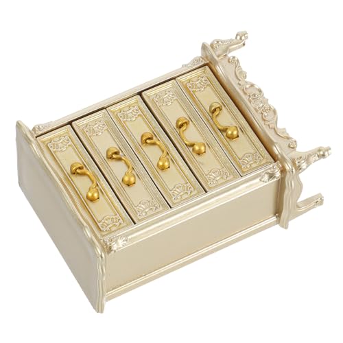 LRXIYODE Miniatur Vintage Side Cabinet für Puppenhaus Schlafzimmer und Wohnzimmer Detailreiches Miniaturmöbelstück Vielseitig Einsetzbar als Deko und Realistische Puppenhauskommode von LRXIYODE