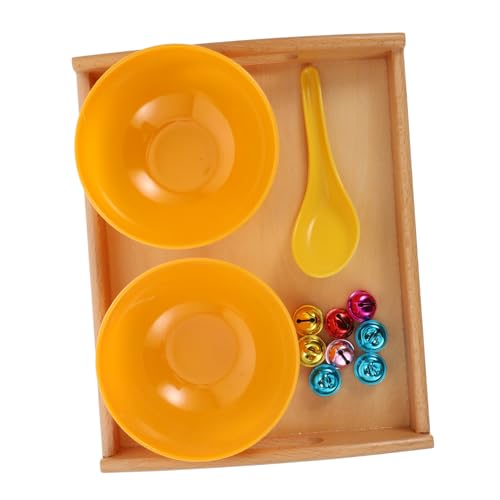 LRXIYODE Montessori Bunte Kleine Glocken Schaufel mit Holztablett Kindgerechtes Küchenutensilien für Kleinkinder Pädagogisches Lernspielzeug Motorik und Eltern Junge Zufällige Farbe von LRXIYODE