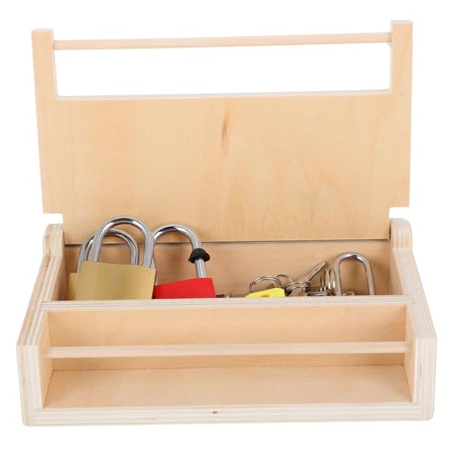 LRXIYODE Montessori Holzspielzeug Set mit Alten Schlössern und Schlüsseln Pädagogisches Lernspielzeug für Kleinkinder Fördert Feinmotorik Logisches Denken und Familieninteraktion von LRXIYODE
