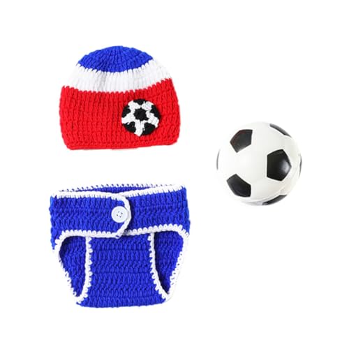 LRXIYODE Neugeborenen Fotografie Kostüm Fußball Mütze Handgestrickt Atmungsaktiv für Fotoshooting und Party von LRXIYODE