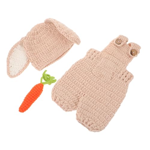 LRXIYODE Neugeborenen Häkel Verstellbaren Strapsen Handgefertigtes Hasenkostüm mit Karotten-accessoire Süßes Outfit für Jungen und Mädchen Vielseitiges Neugeborenen Accessoire von LRXIYODE