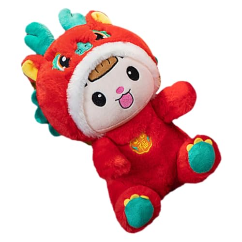 LRXIYODE Neujahrs Maskottchen Drache Stofftier Pp Baumwollspielzeug Ausgestopfte Drachenpuppe Für Sofa Kurzer Plüsch von LRXIYODE