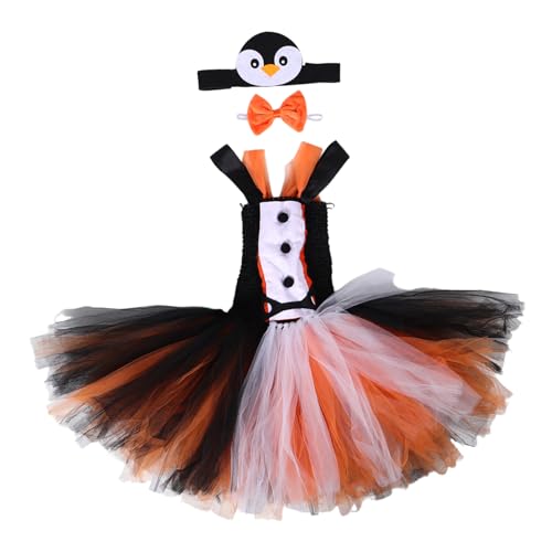 LRXIYODE Pinguin Kostüm mit Tutu Kleid Haarband und Fliege Atmungsaktiv Bequem Pflegeleicht für Halloween Tierkostüm Tier-party und Verkleidung für Mädchen und Jungen Jahre von LRXIYODE