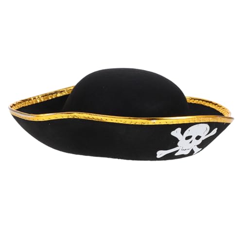 LRXIYODE Piratenhut mit Goldenem Rand Leichter Filz Karneval und Cosplay Party Zubehör für Stilvolles Accessoire für Fasching Rollenspiel und Themenparty von LRXIYODE