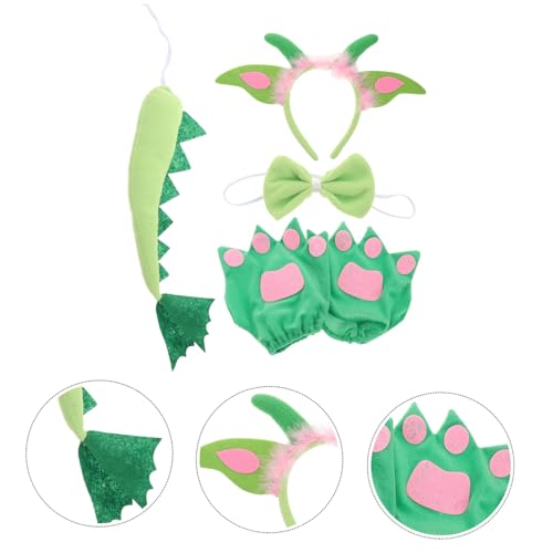 LRXIYODE Plüsch Dinosaurier Stirnband Teiliges Kostümzubehör mit Flügel und Ohren Leichtes Rollenspiel Accessoire für Karneval Halloween und Themenpartys von LRXIYODE