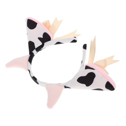 LRXIYODE Plüsch Kuh Ohren Stirnband mit Glocken Schleife Kuscheliges Kuhkostüm Haarreif für Damen Karneval Halloween Ostern Cosplay Party Zubehör von LRXIYODE