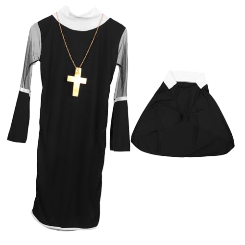 LRXIYODE Plus Nonne Kostüm Damen Halloween Cosplay Party Kleidung Weiches Material Für Faschingskostüm Karneval Bühnenauftritt von LRXIYODE
