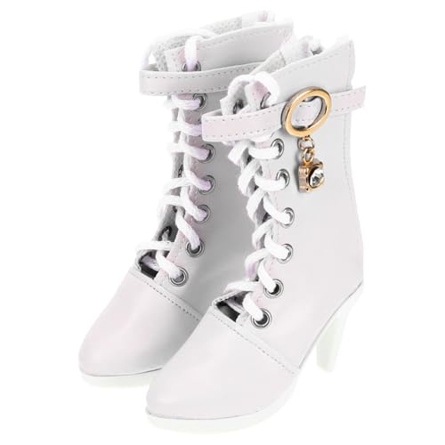 LRXIYODE Puppen Stöckelschuhe Miniatur Hohe Absatzstiefel Puppenzubehör Prinzessin Ersatz Schuhe Weiß Spitze Boots für Dress Up von LRXIYODE