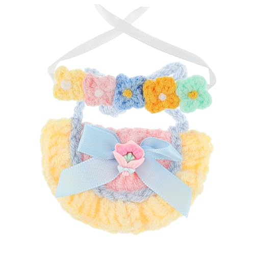 LRXIYODE Puppenbekleidungsset für Puppen Weiches Baumwoll-Strick-Set mit Blumenstirnband und Kleinem Puppenlätzchen Einfach Anzuziehen Vielseitig für Fotos und Alltagsspielzeug von LRXIYODE