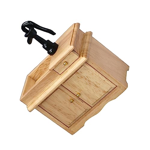 LRXIYODE Puppenhaus Küchenzubehör Holzfarben Miniatur Spülbecken Schrank Miniaturmöbel Dekoration für Puppenhaus und Mini Haus von LRXIYODE