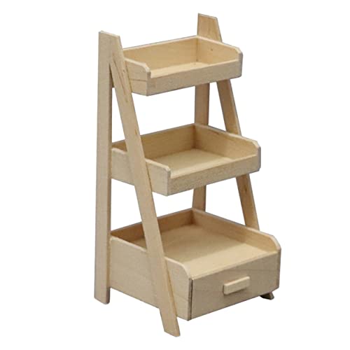 LRXIYODE Puppenhaus Möbel Dreistöckiges Regal mit Naturfarben Sicher und Langlebig für Miniaturräume und Dekoration LRXIYODE Puppenhaus Möbel Dreistöckiges Regal mit Naturfarben Sicher und Langlebig für Miniaturräume und Dekoration von LRXIYODE