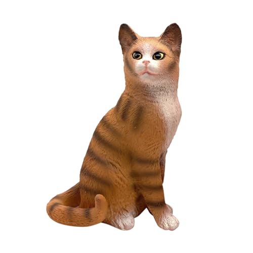LRXIYODE Realistisches Katzenmodell aus Kunststoff Sitzende Katzenfigur als Dekoratives Desktop Kinderfreundliches Tierornament für Katzenliebhaber und Geschenkideen von LRXIYODE