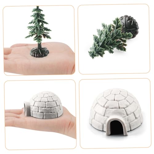 LRXIYODE Realistisches Teiliges Mini Modell aus Robustem Kunststoff Kompakte Weihnachtsbaum Deko mit Miniatur EIS Hütten und Weihnachtsbäumen Vielseitig für Sandtisch Landschaft Puppenhaus von LRXIYODE