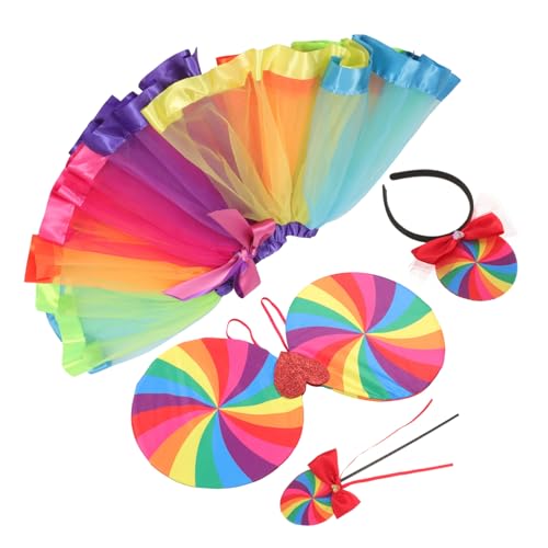 LRXIYODE Regenbogen Kostüm Teiliges mit Tüllrock Flügel Stirnband und Zauberstab Leichtes Party und Bühnenzubehör für Fasching Cosplay Geburtstag und Festlichkeiten LRXIYODE Regenbogen Kostüm Teiliges mit Tüllrock Flügel Stirnband und Zauberstab Leichtes Party und Bühnenzubehör für Fasching Cosplay Geburtstag und Festlichkeiten von LRXIYODE