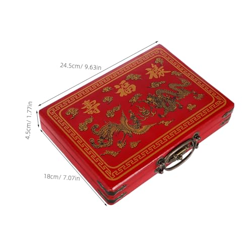 LRXIYODE Retro Mahjong Aufbewahrungsbox mit Griff Tragbare Vintage Mahjong Box für Haushalt und Reise Multifunktionale Aufbewahrungslösung mit Stilvollem Design und Praktischem Verschluss von LRXIYODE