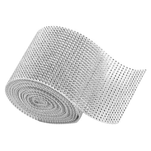 LRXIYODE Rhinestone Trim Band Reihen Silberfarbig Kristall Mesh Strassborte zum Basteln Verstellbar Glitzernd als Dekoration für Hochzeitstorte Geburtstag Silbere Hochzeit von LRXIYODE
